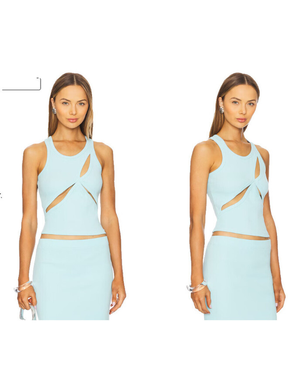 Mother of all Sleeveless Cutout Crop Top in Light Blue